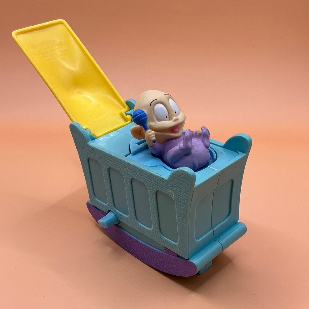 Vintage 1998 Burger King Rugrats Movie Dil Pickles Rocking Cradle Wind Up‎ Toy